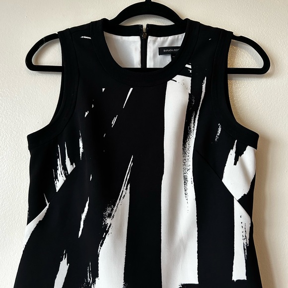 NWT Banana Republic 4P Abstract Black White Dress Career Work Office Sleeveless - Picture 2 of 5